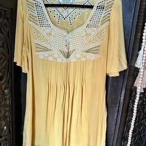 Monoreno Mustard Embroidered Tunic